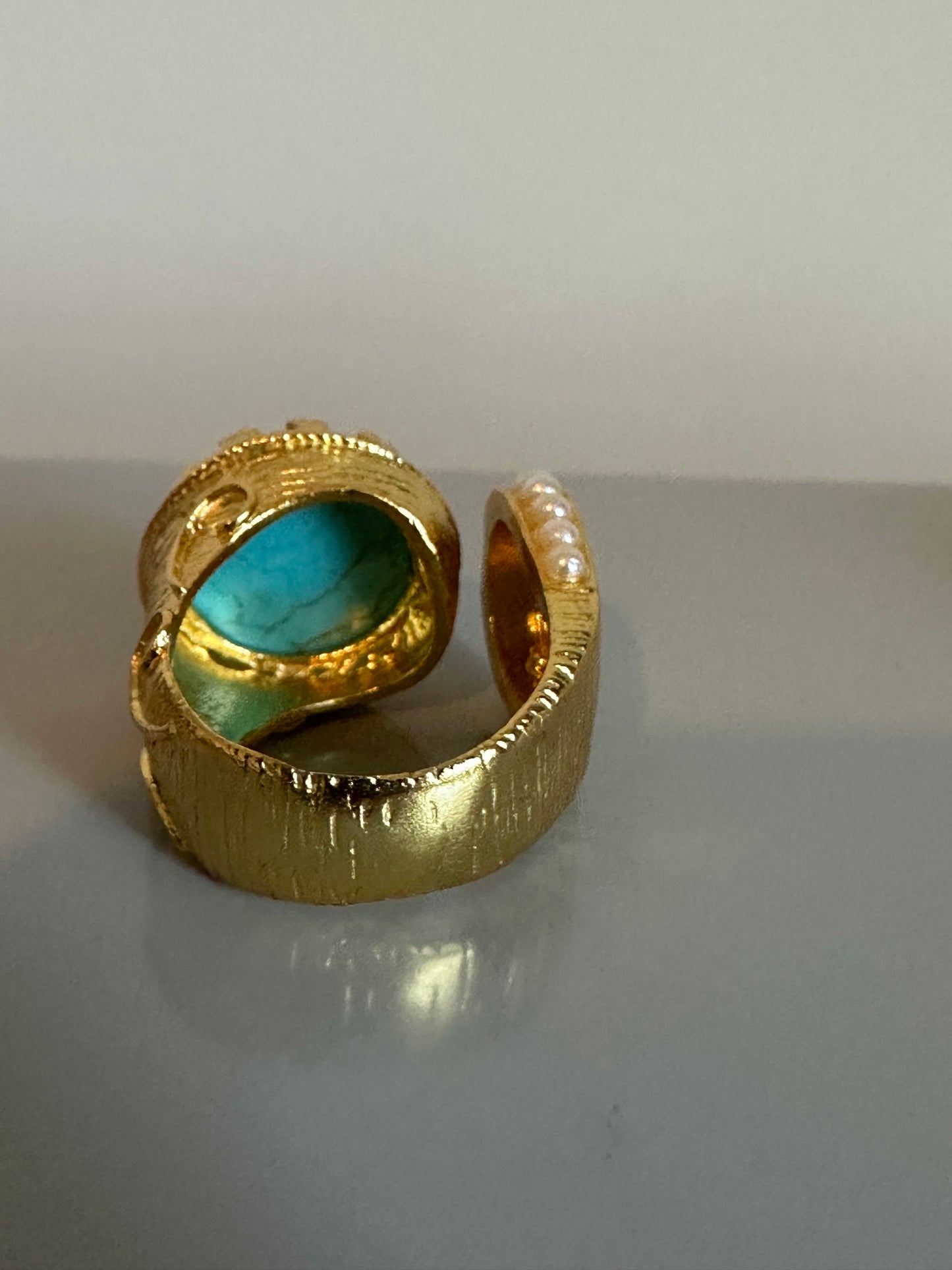 Asil Turquoise and Pearl Gold Ring