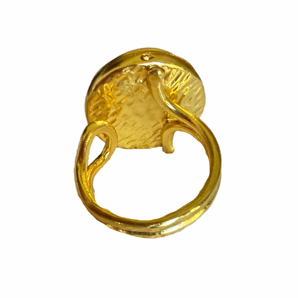 Round Gold and Aqua Chalcedony Ring