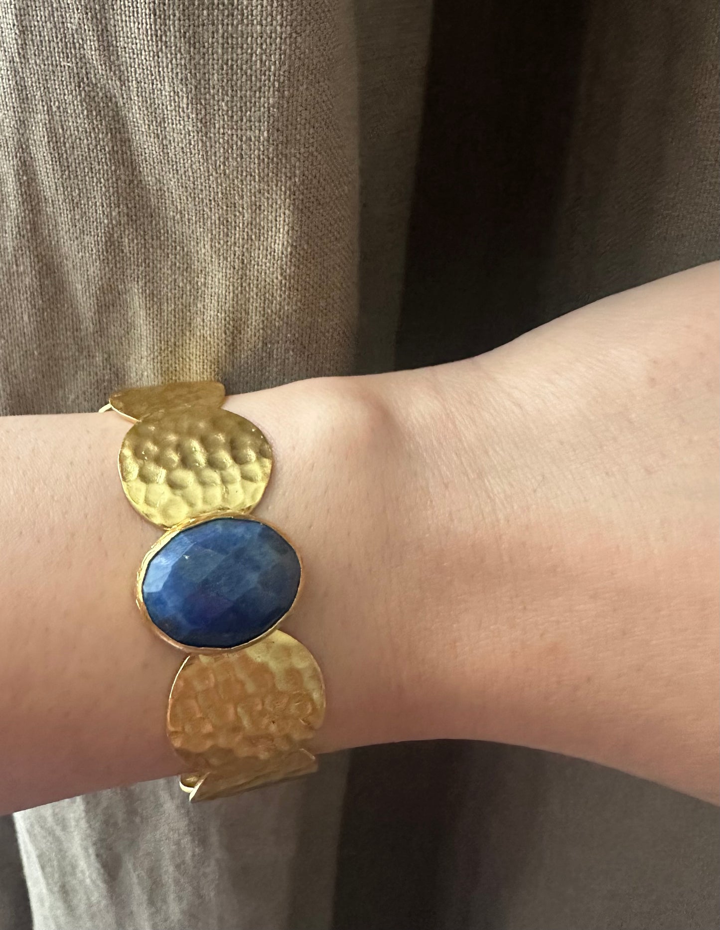 Deniz Lapiz and Gold Disc Cuff Bangle