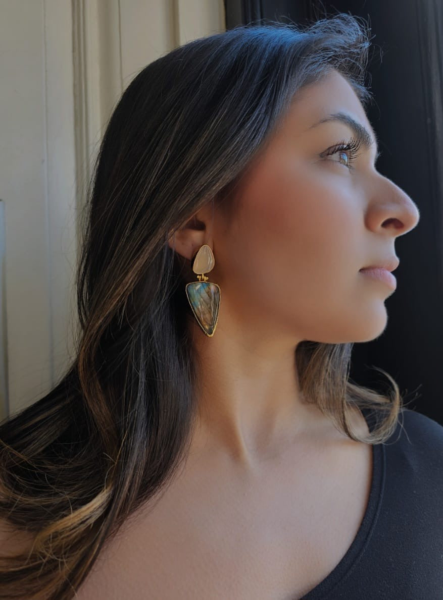 Elif Snow Quartz Arrowhead Earrings