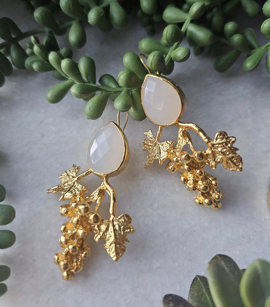 Dionysus Snow Quartz Earrings