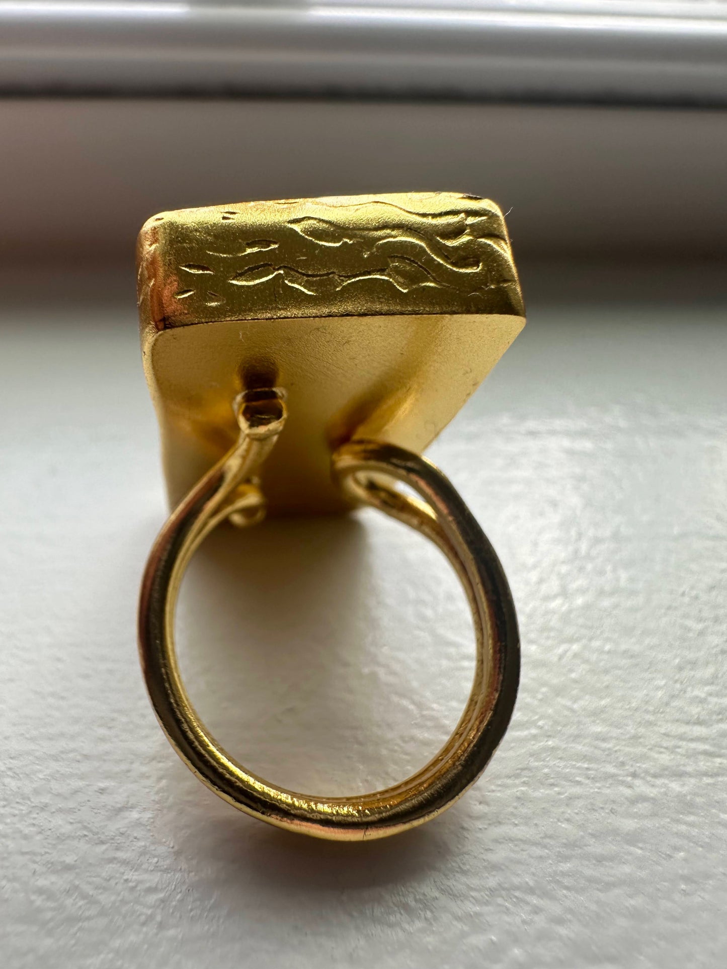 Rectangle Gold and Onyx Ring