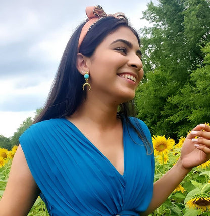 Golden Horn Turquoise Earrings