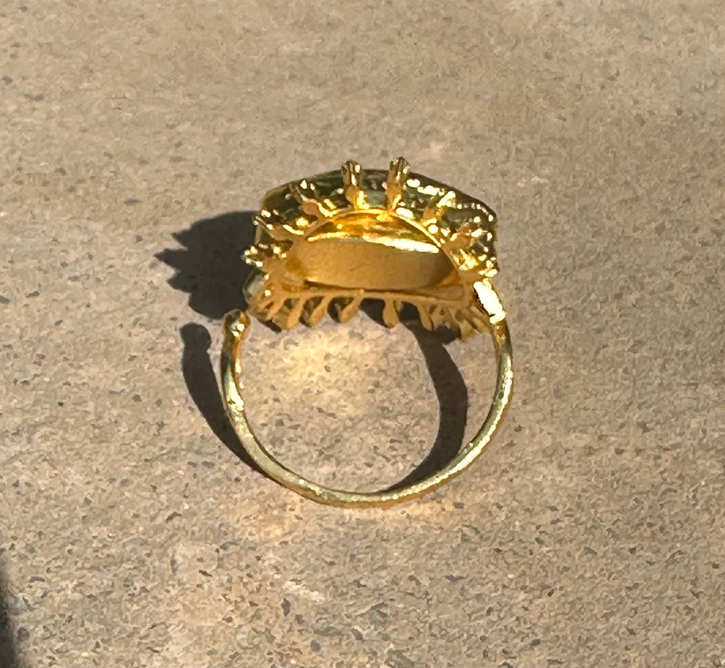 Gold Evil Eye Ring Labradorite