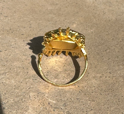 Gold Evil Eye Ring Labradorite