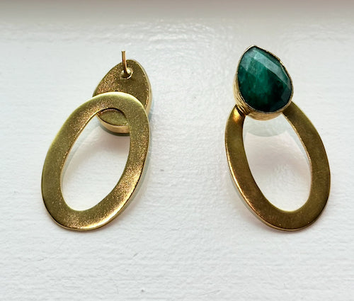 Lale Green Jade Teardrop Hoop Earrings