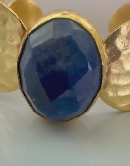 Deniz Lapiz and Gold Disc Cuff Bangle