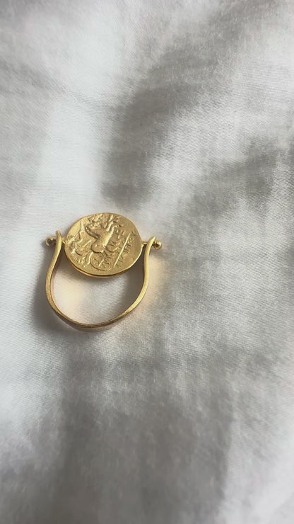 Anatolian Flip Coin Gold Ring