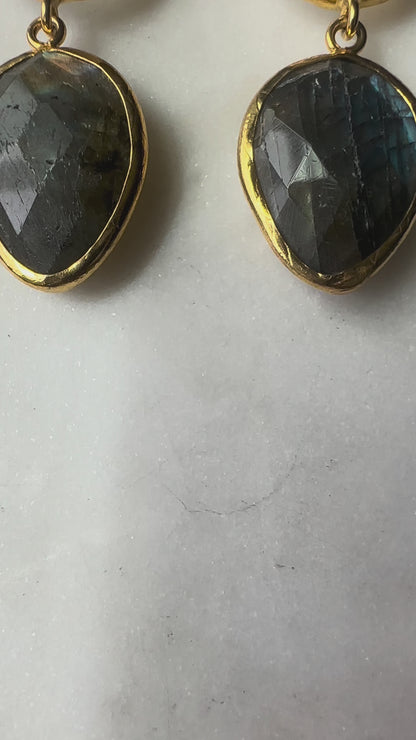 Eva Snow Quartz and Labradorite   Earrings