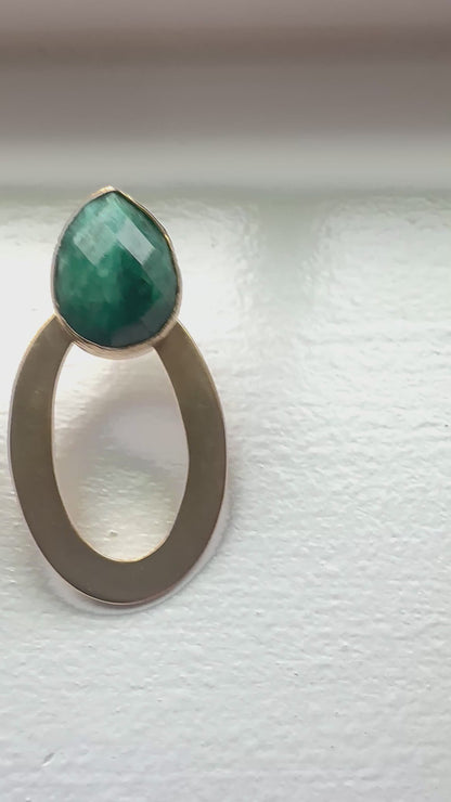 Lale Green Jade Teardrop Hoop Earrings