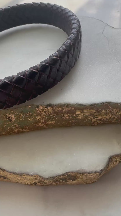 Braided Leather Bracelet-Brown and Silver