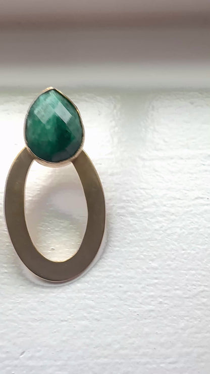 Lale Green Jade Teardrop Hoop Earrings