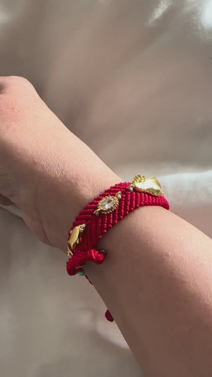 Red Woven Charm Bracelet - Ava