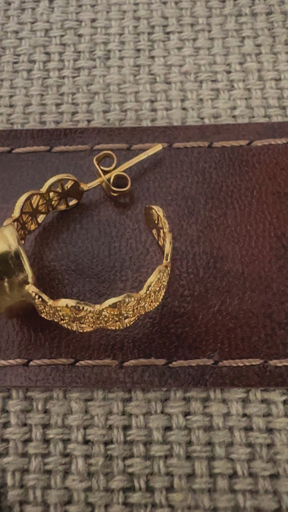 Ruby Gold Lace Hoop Earrings