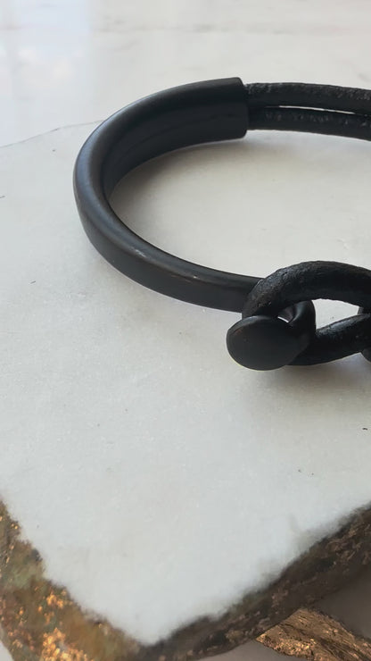 Leather Matte Black Bracelet