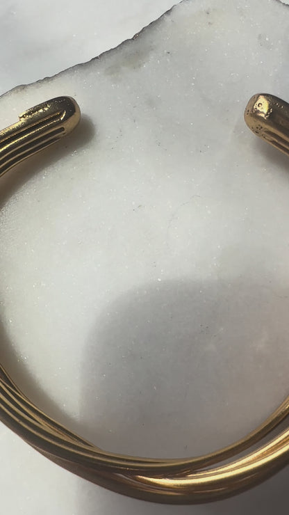 Gold Braided Cuff Bangle