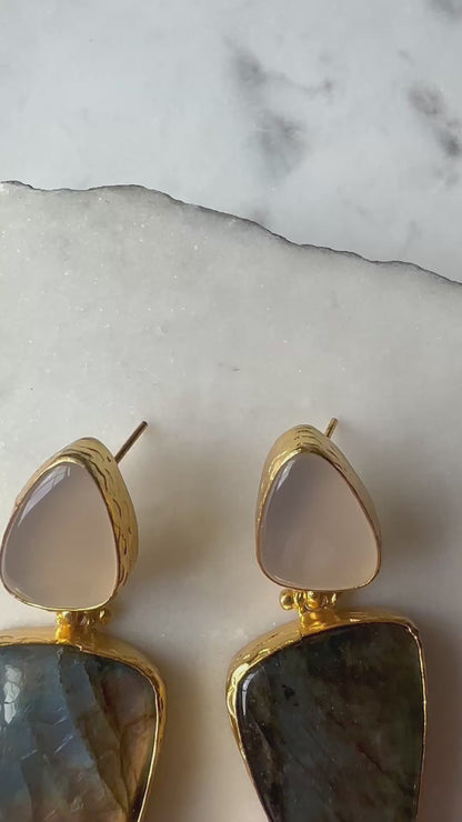 Elif Snow Quartz Arrowhead Earrings