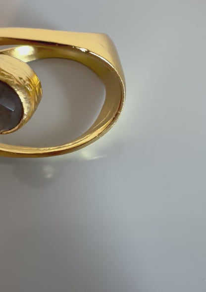 Contemporary Dervish Gold and Labradorite Ring