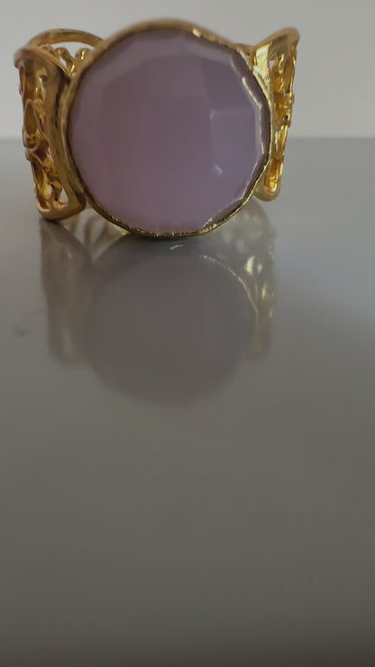 Rose Quartz Gold Lace Ring