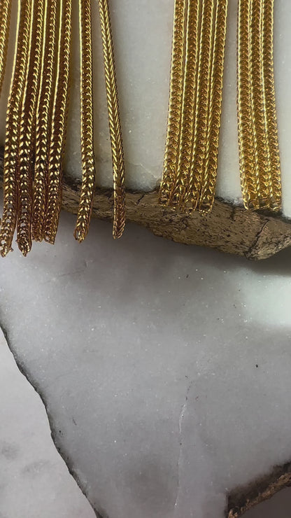 Esma Snow Quartz Gold Chain Tassel Earrings