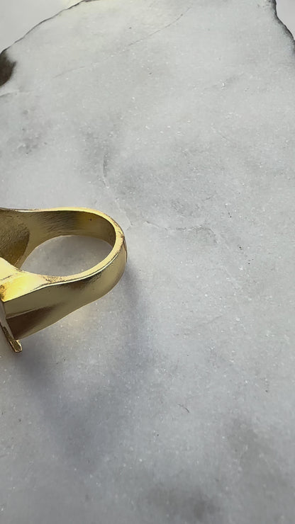 Celestial Moon & Star Ring | 21K Gold-Plated Waterproof Adjustable Statement Ring | Chaand Tara