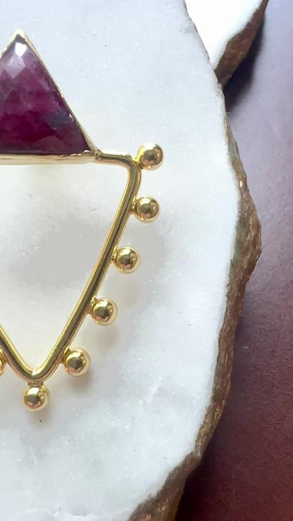 Nadira Ruby Triangle Earrings