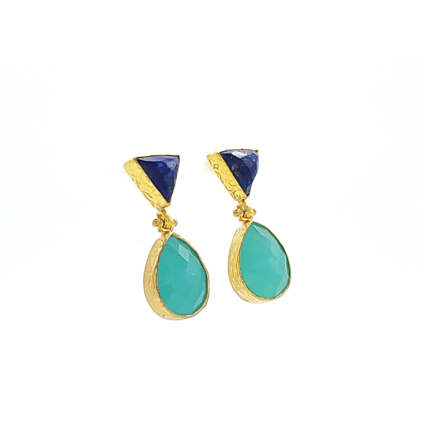 Aegean Sea Lapis and Aqua Chalcedony Earrings