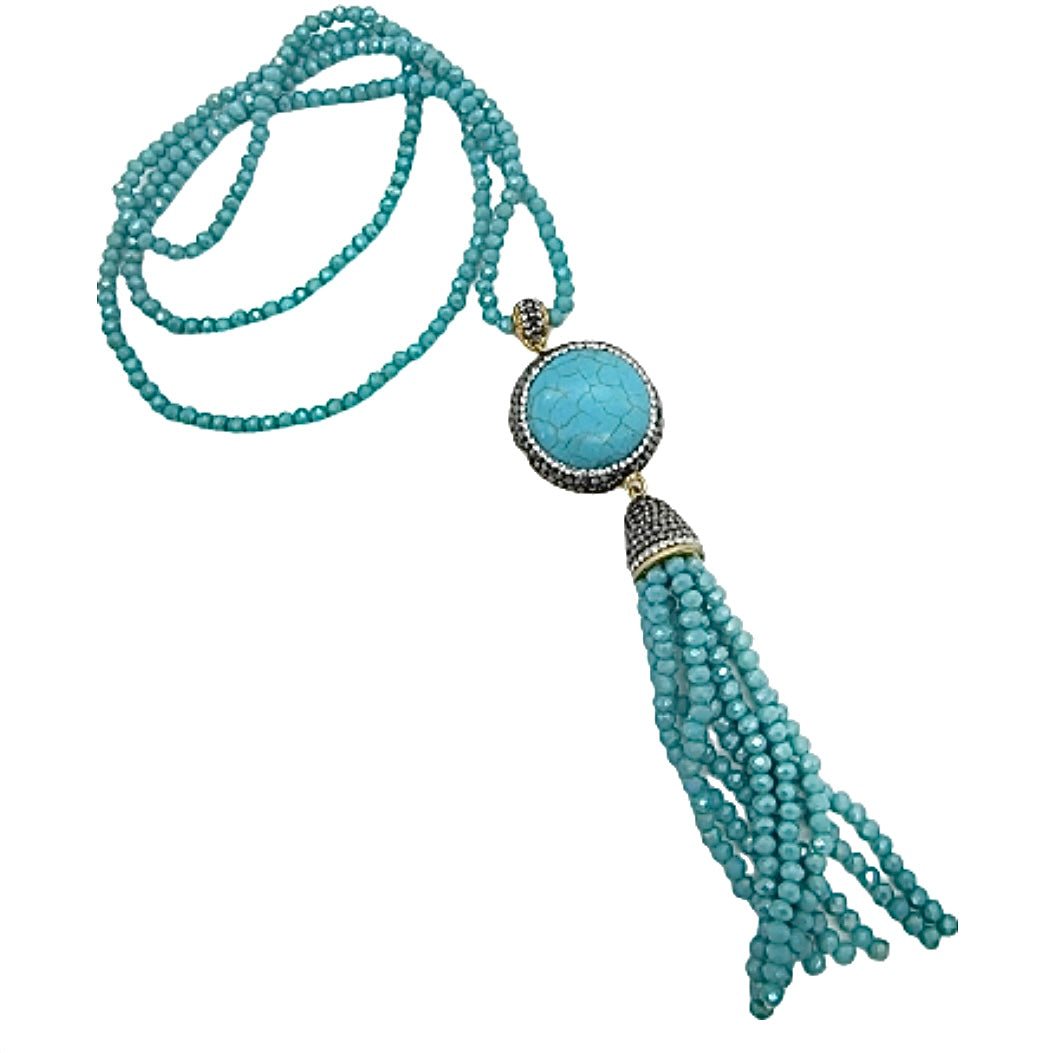 Long Turquoise Beaded Necklace
