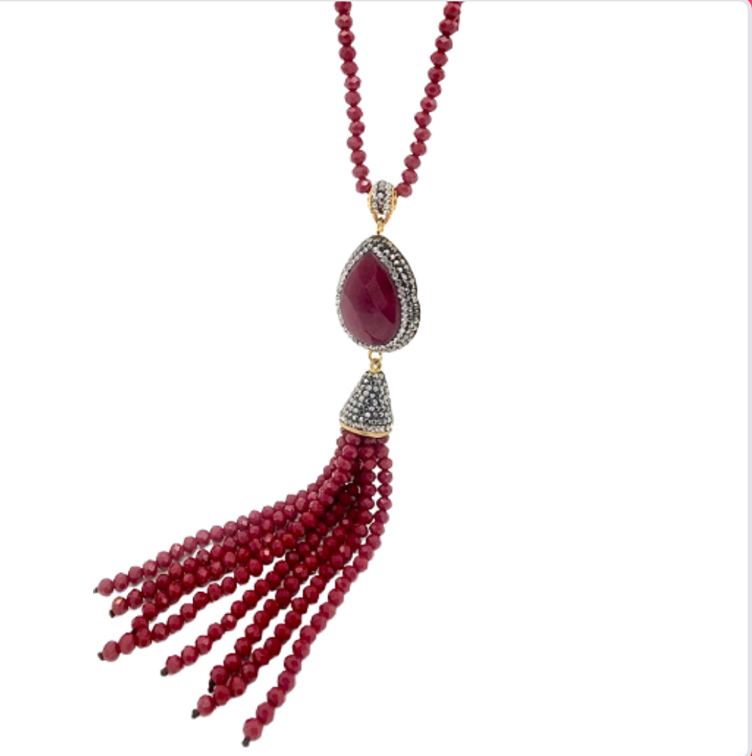 Red Ruby Beaded Necklace