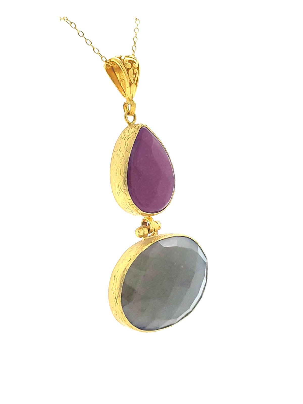 Van Cat Double Pendant Necklace (RST)
