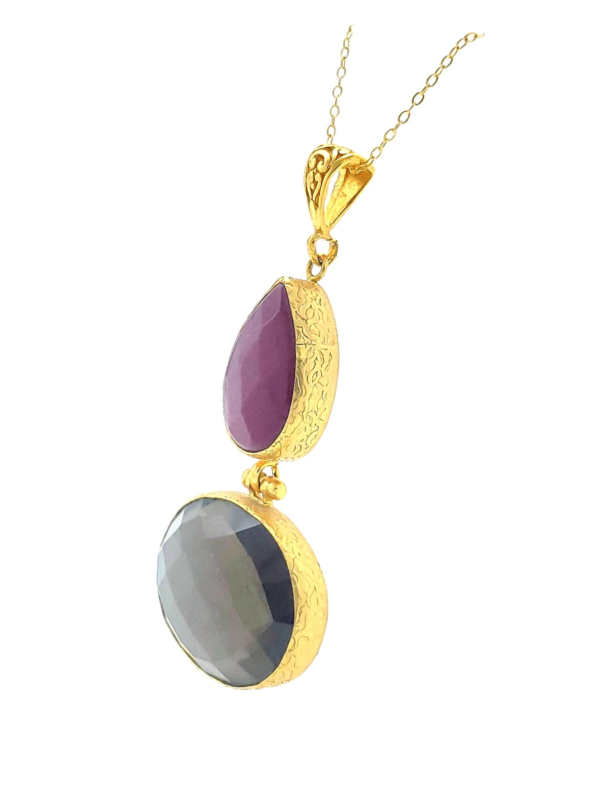 Van Cat Double Pendant Necklace (RST)