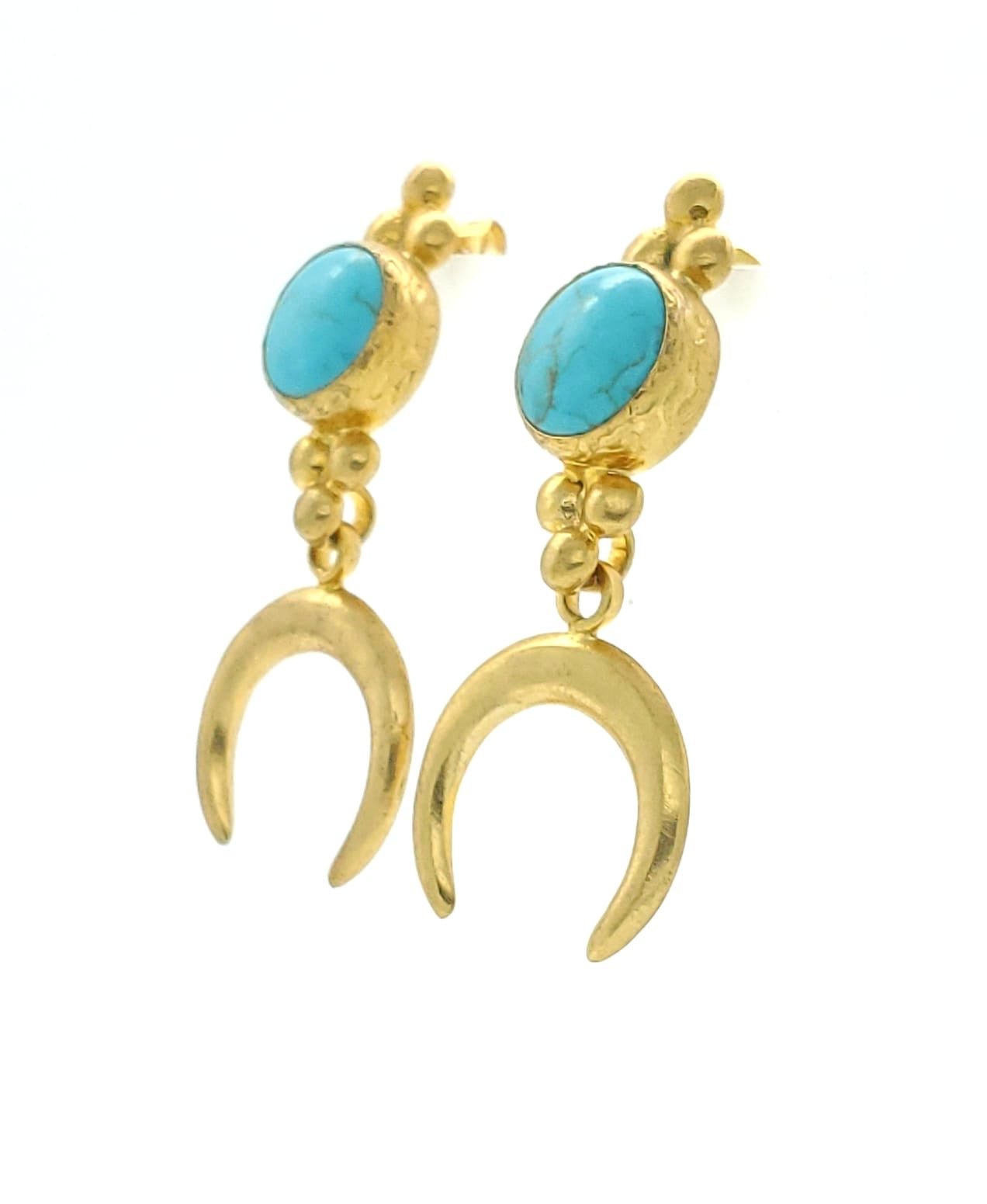 Golden Horn Turquoise Earrings