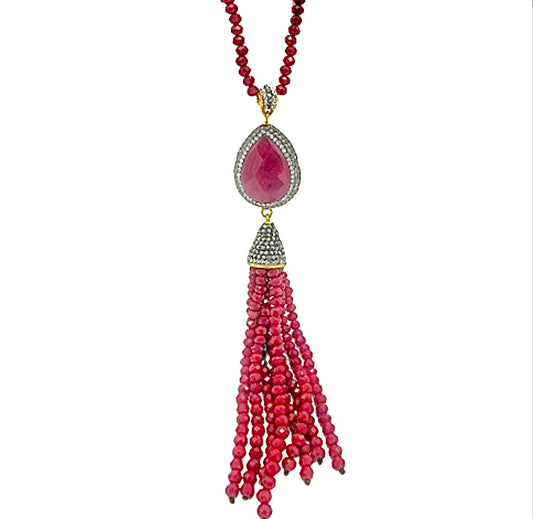 Red Ruby Beaded Necklace