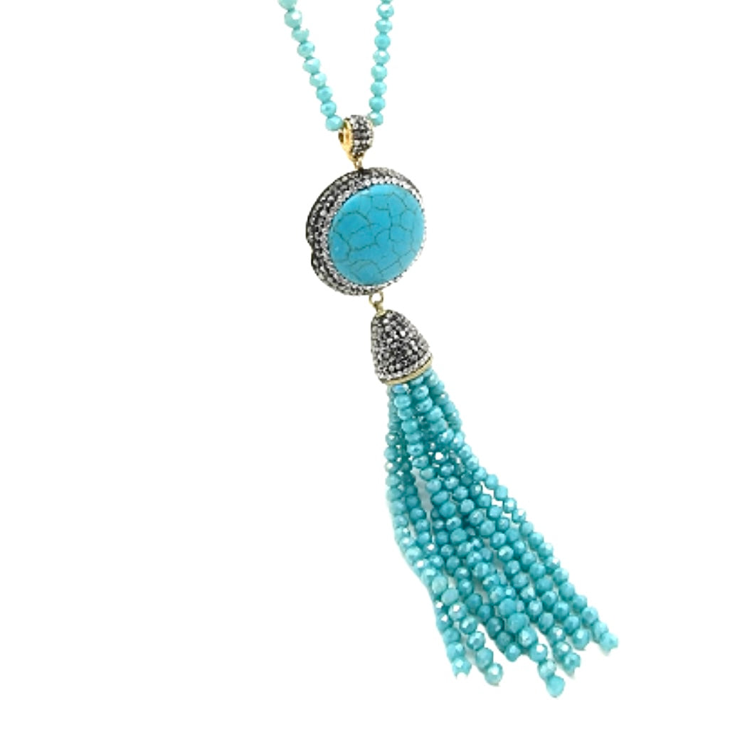 Long Turquoise Beaded Necklace