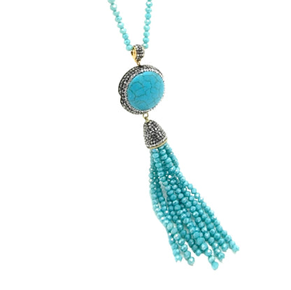 Long Turquoise Beaded Necklace