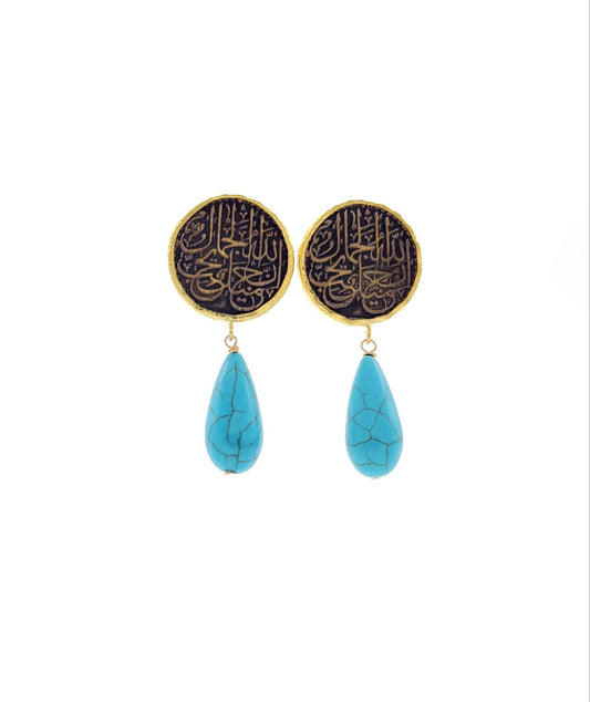 Turquoise Arabic calligraphy turquoise Earrings