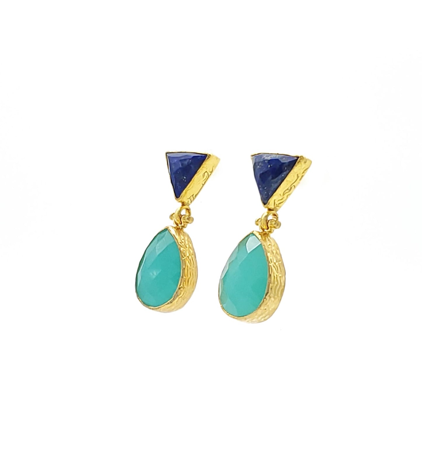 Aegean Sea Lapis and Aqua Chalcedony Earrings