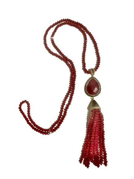 Red Ruby Beaded Necklace